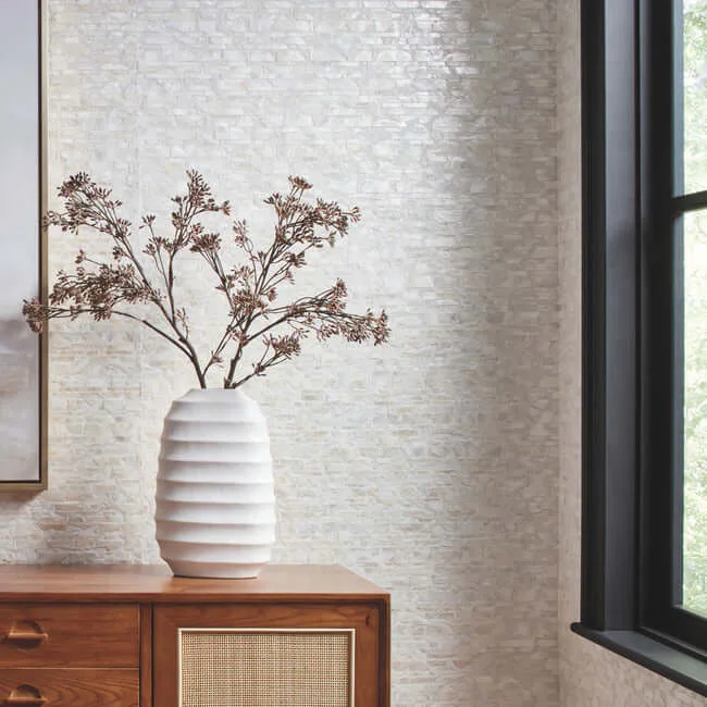Carol Benson-Cobb Capiz Offering wallpaper, color White Pearl, SKU CC1202