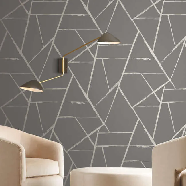 Carol Benson-Cobb Intersect - Grey Metallic Wallpaper | Buy Online Carol Benson-Cobb Intersect wallpaper, color Grey Metallic, SKU CC1292