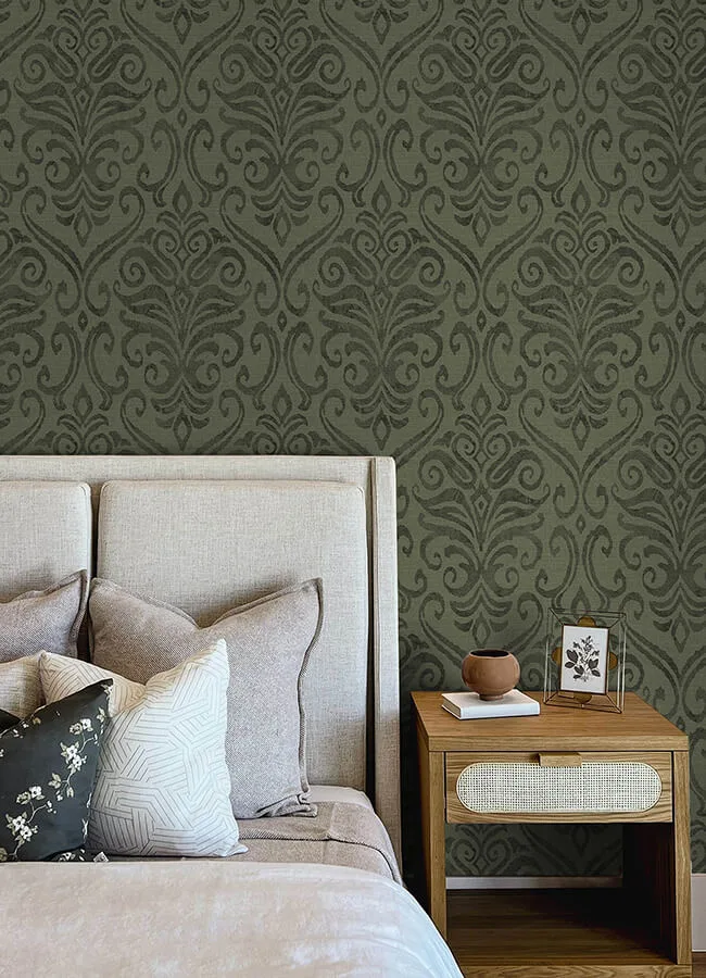 Chesapeake Adavu wallpaper, color Dark Green, SKU 4148-27440