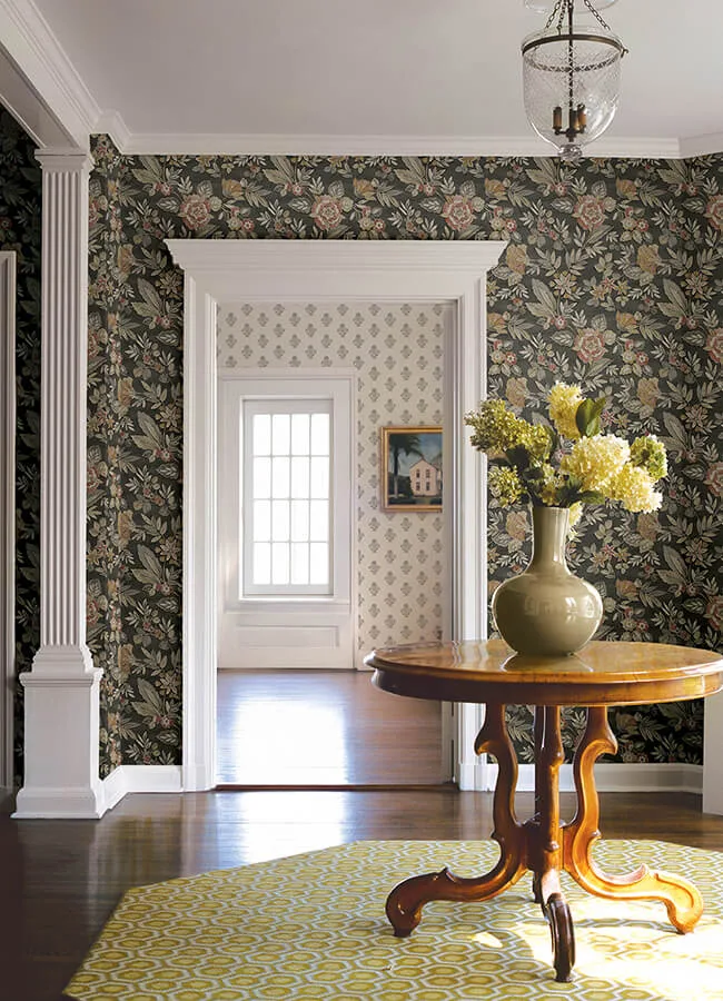 Chesapeake Begonia wallpaper, color Black, SKU 4148-27421