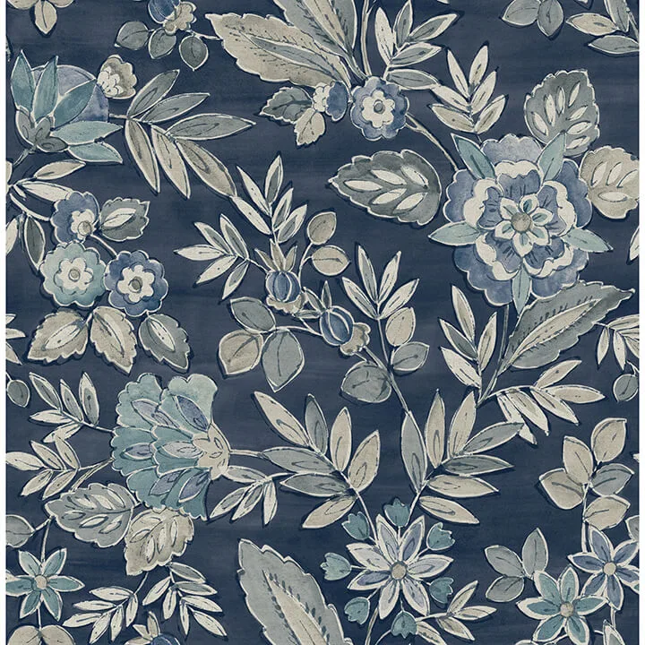Chesapeake Begonia wallpaper, color Indigo, SKU 4148-27422