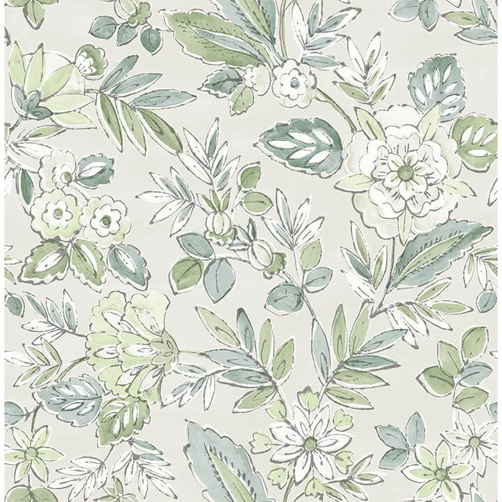 Chesapeake Begonia wallpaper, color Sea Green, SKU 4148-27424
