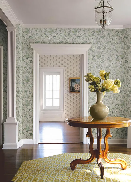 Chesapeake Begonia wallpaper, color Sea Green, SKU 4148-27424