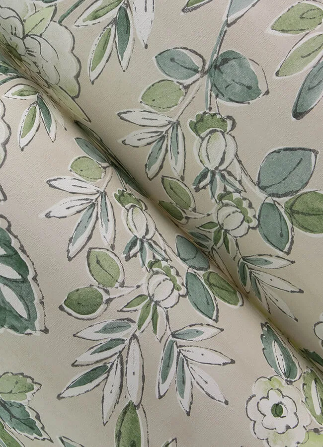 Chesapeake Begonia wallpaper, color Sea Green, SKU 4148-27424