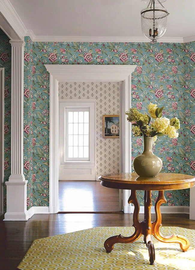 Chesapeake Begonia wallpaper, color Teal, SKU 4148-27423