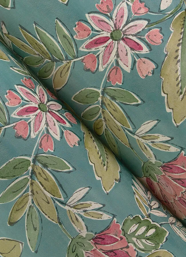 Chesapeake Begonia wallpaper, color Teal, SKU 4148-27423