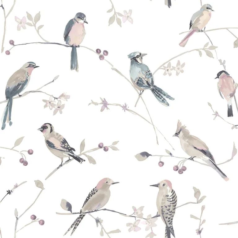 Chesapeake Birdsong wallpaper, color Mauve, SKU 3124-13854