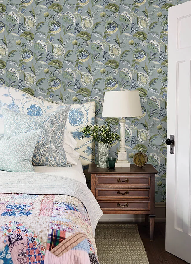 Chesapeake Bohemian - Blue Wallpaper | Buy Online Chesapeake Bohemian wallpaper, color Blue, SKU 3125-72300