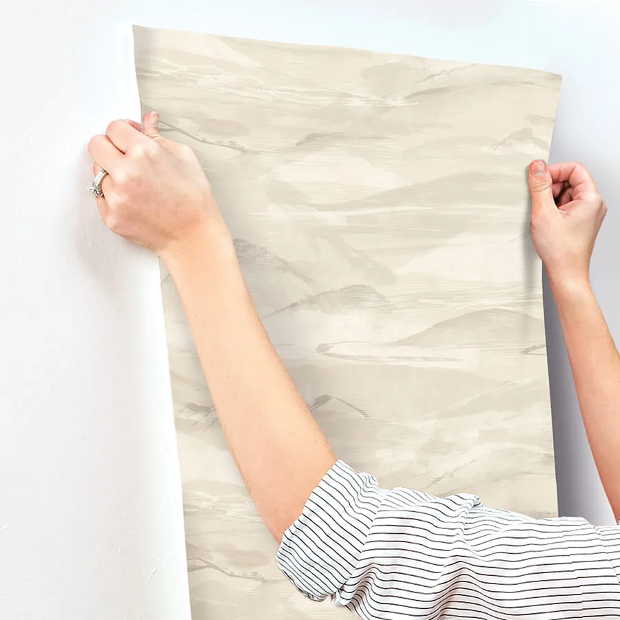 Chesapeake Bozeman Mountains wallpaper, color Bone, SKU 4142-72627