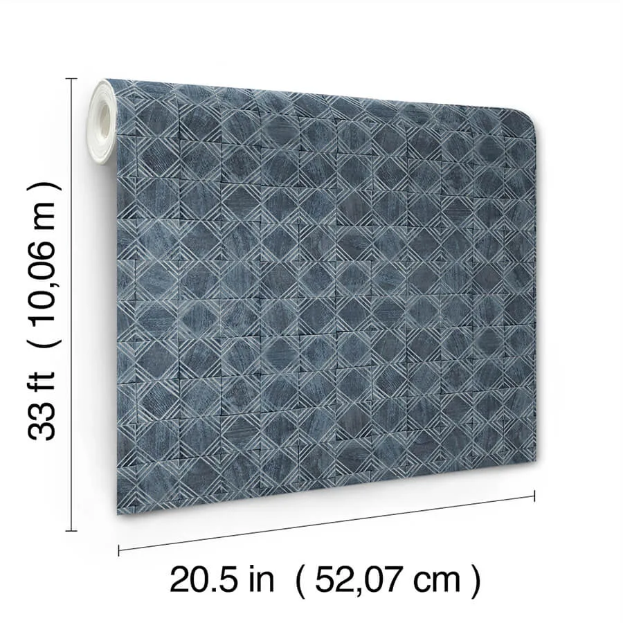 Chesapeake Button Block wallpaper, color Navy, SKU 3125-72306