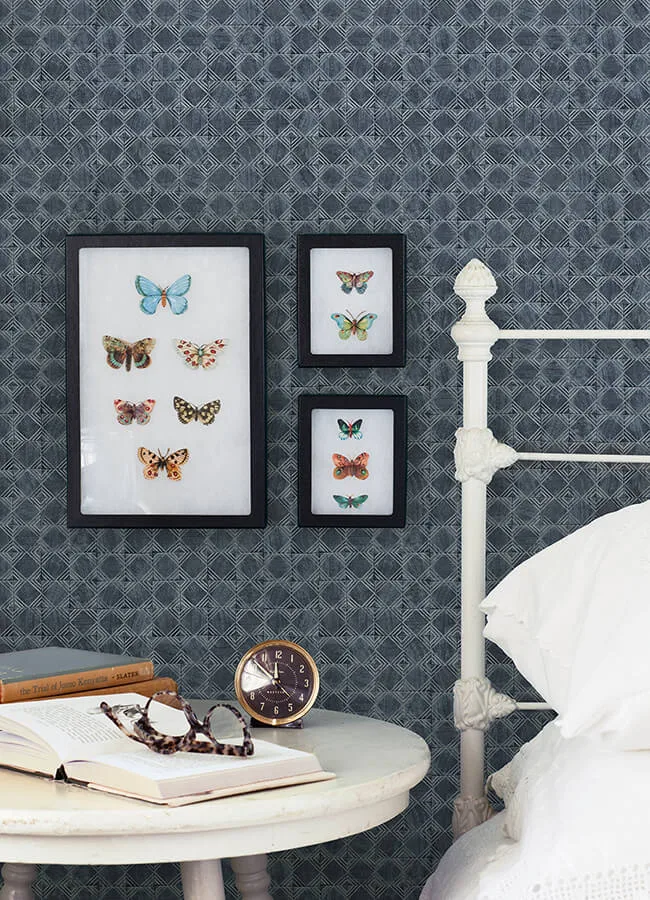 Chesapeake Button Block wallpaper, color Navy, SKU 3125-72306