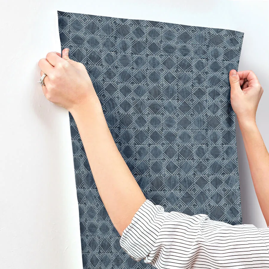 Chesapeake Button Block wallpaper, color Navy, SKU 3125-72306