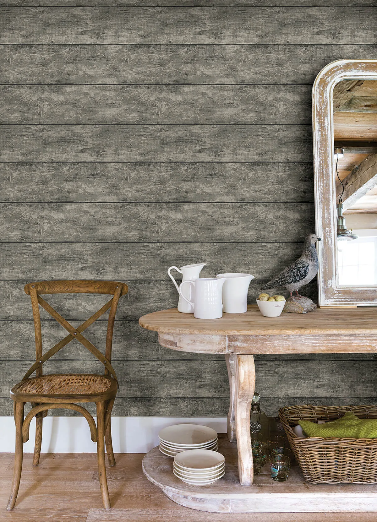 Chesapeake Cabin - Charcoal Wallpaper | Buy Online Chesapeake Cabin wallpaper, color Charcoal, SKU 3124-13972