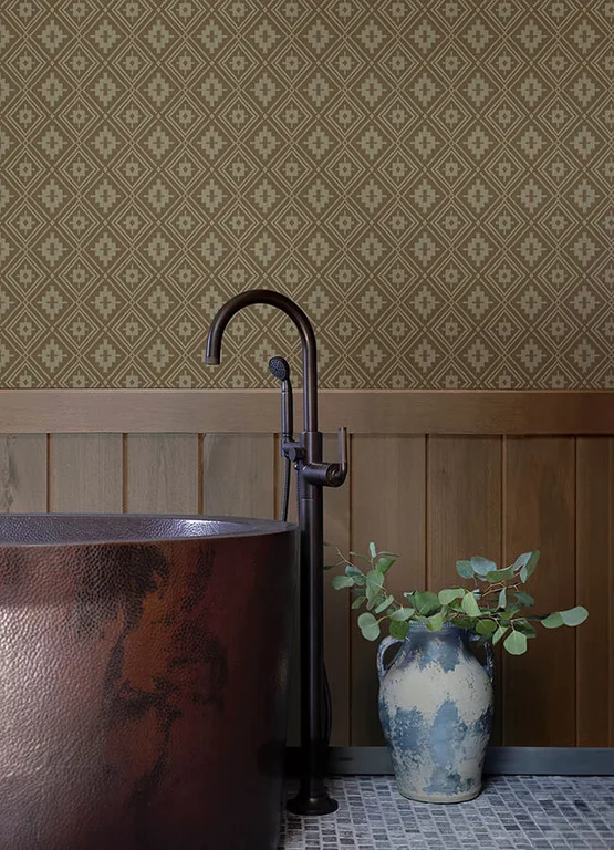 Chesapeake Camp Blanket wallpaper, color Chestnut, SKU 4142-72660