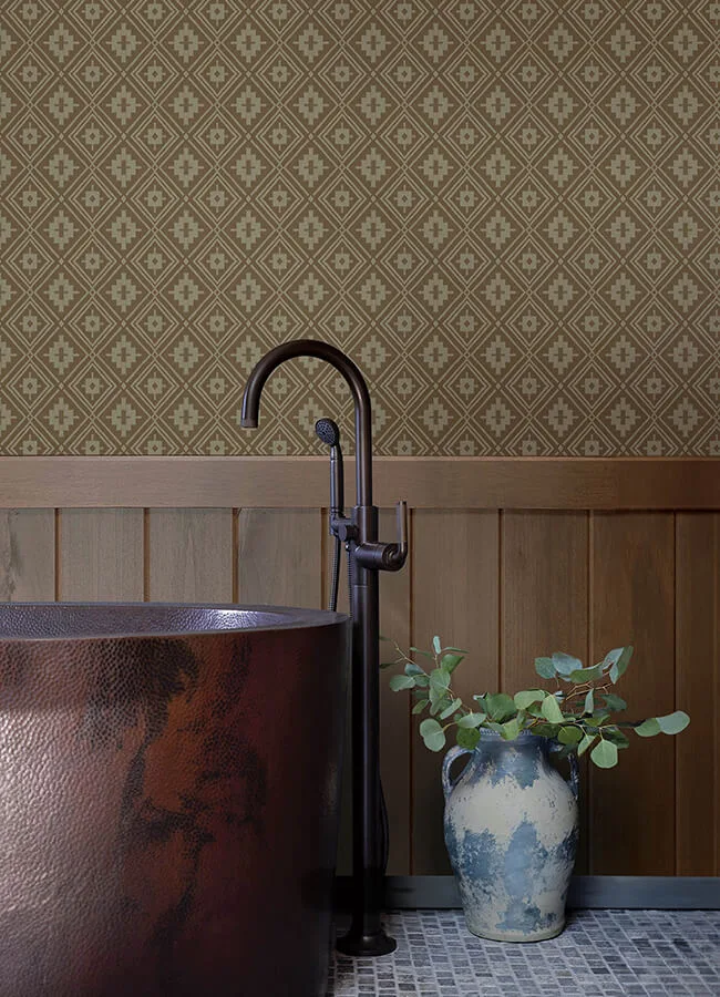 Chesapeake Camp Blanket wallpaper, color Chestnut, SKU 4142-72660