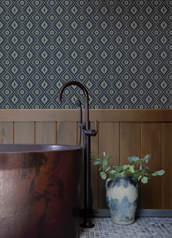 Chesapeake Camp Blanket wallpaper, color Dark Blue, SKU 4142-72657