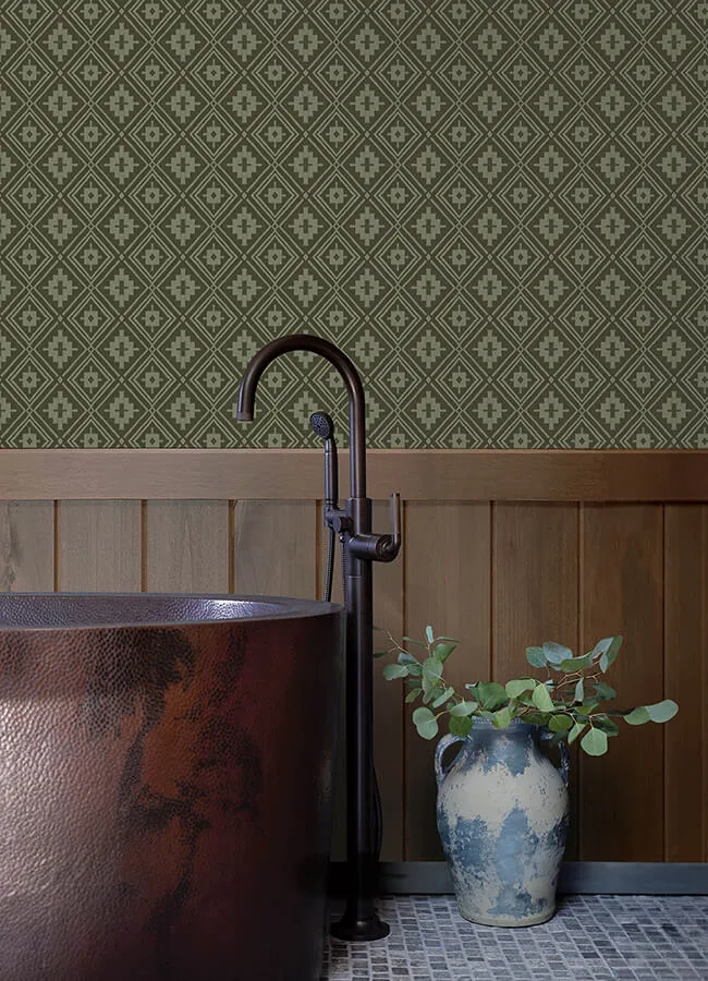 Chesapeake Camp Blanket wallpaper, color Green, SKU 4142-72658