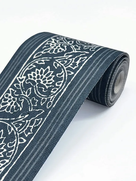 Chesapeake Carved Floral Border wallpaper, color Blue, SKU 4148-14502