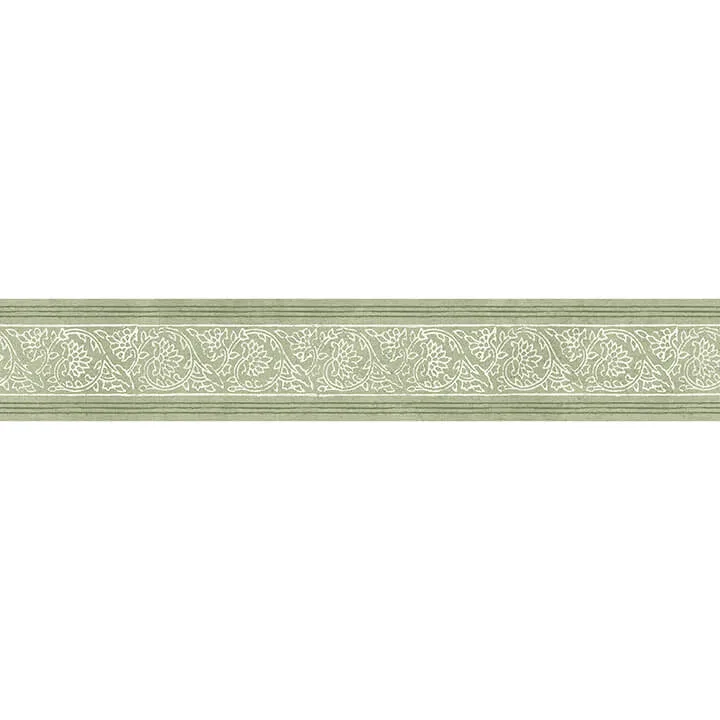 Chesapeake Carved Floral Border wallpaper, color Green, SKU 4148-14501