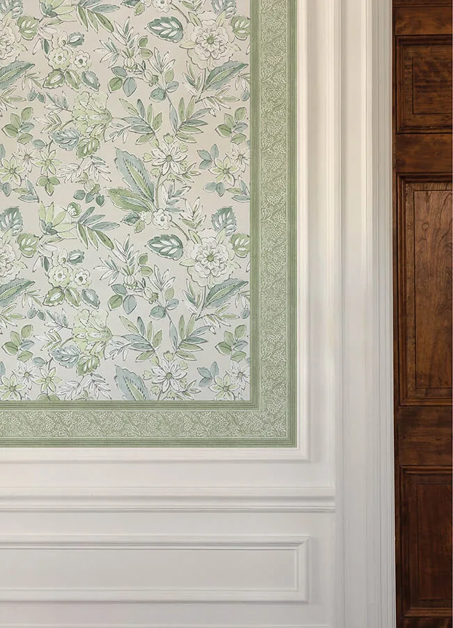 Chesapeake Carved Floral Border wallpaper, color Green, SKU 4148-14501