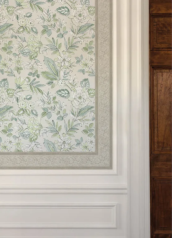 Chesapeake Carved Floral Border wallpaper, color Taupe, SKU 4148-14503
