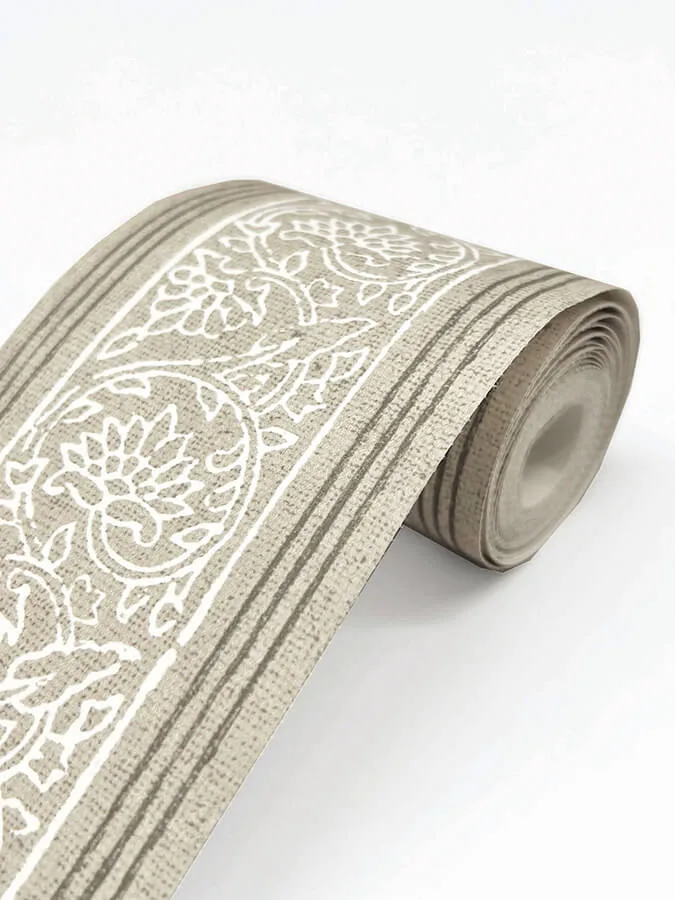 Chesapeake Carved Floral Border wallpaper, color Taupe, SKU 4148-14503