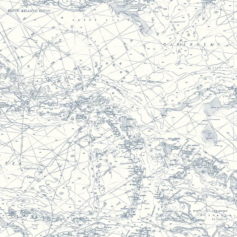Chesapeake Charts wallpaper, color Navy, SKU 3120-16178