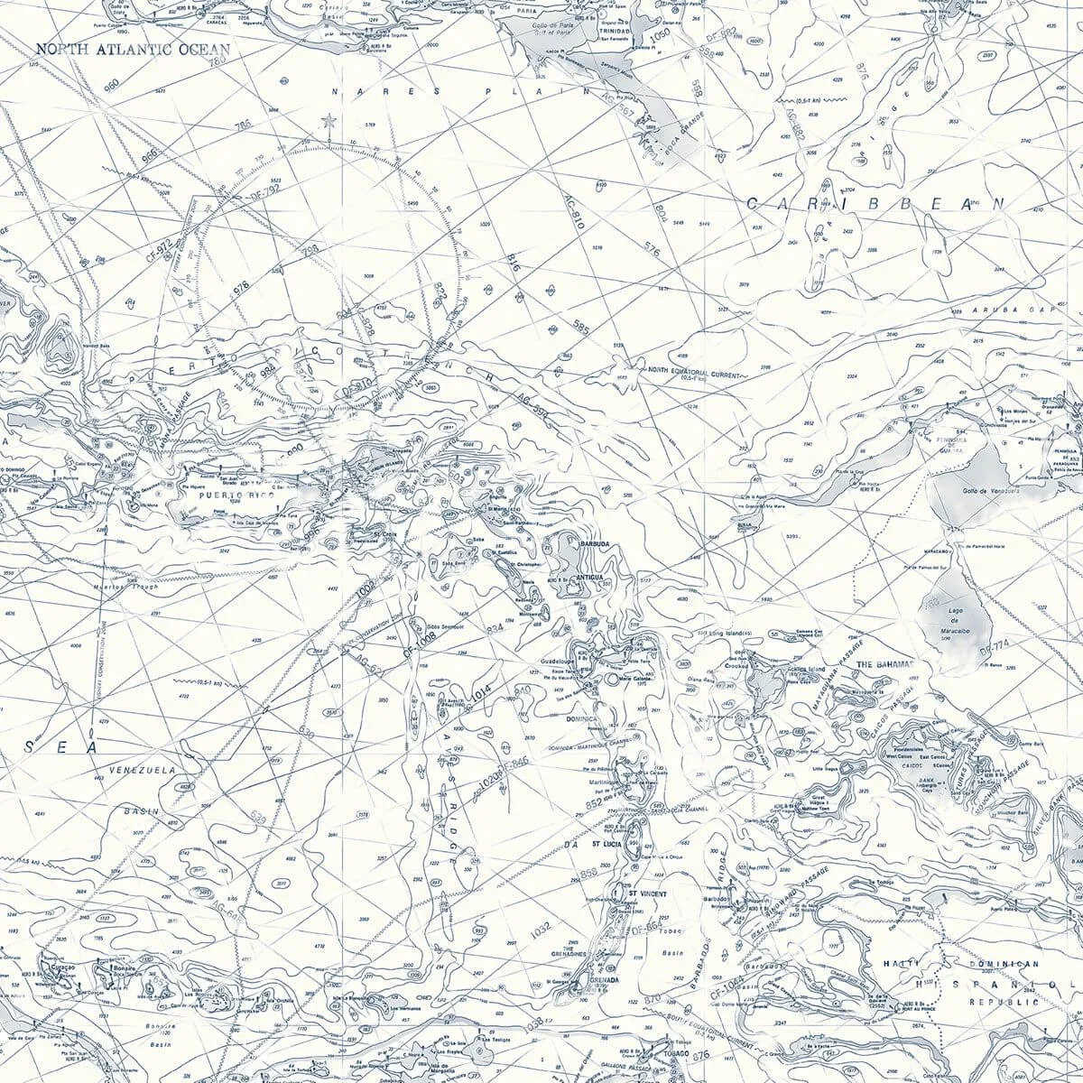 Chesapeake Charts wallpaper, color Navy, SKU 3120-16178