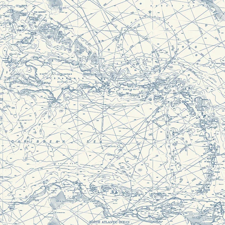 Chesapeake Charts wallpaper, color Navy, SKU 4071-71056