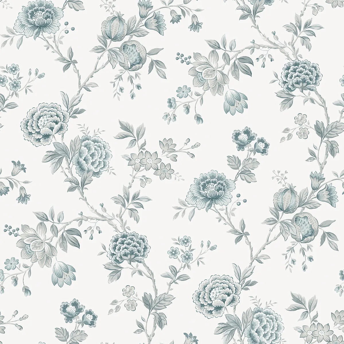 Chesapeake Chrysanthemum wallpaper, color Teal, SKU 3123-02215