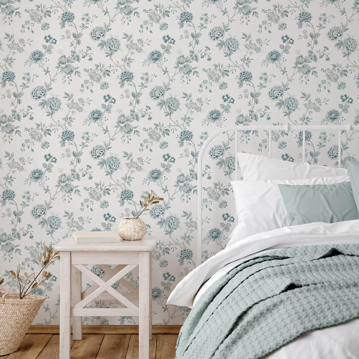 Chesapeake Chrysanthemum wallpaper, color Teal, SKU 3123-02215
