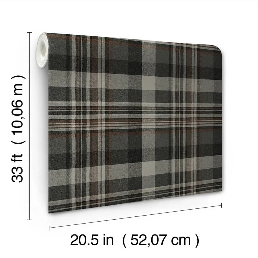Chesapeake Dutton Plaid - Charcoal Wallpaper | Buy Online Chesapeake Dutton Plaid wallpaper, color Charcoal, SKU 4142-72632