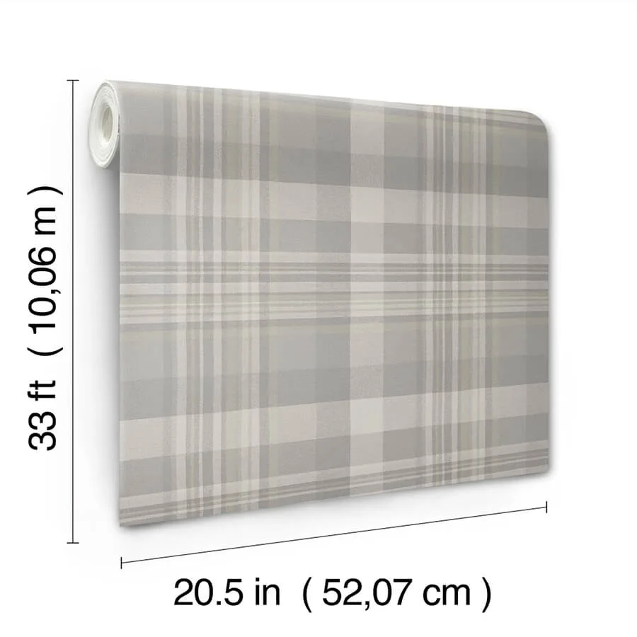 Chesapeake Dutton Plaid - Grey Wallpaper | Buy Online Chesapeake Dutton Plaid wallpaper, color Grey, SKU 4142-72634