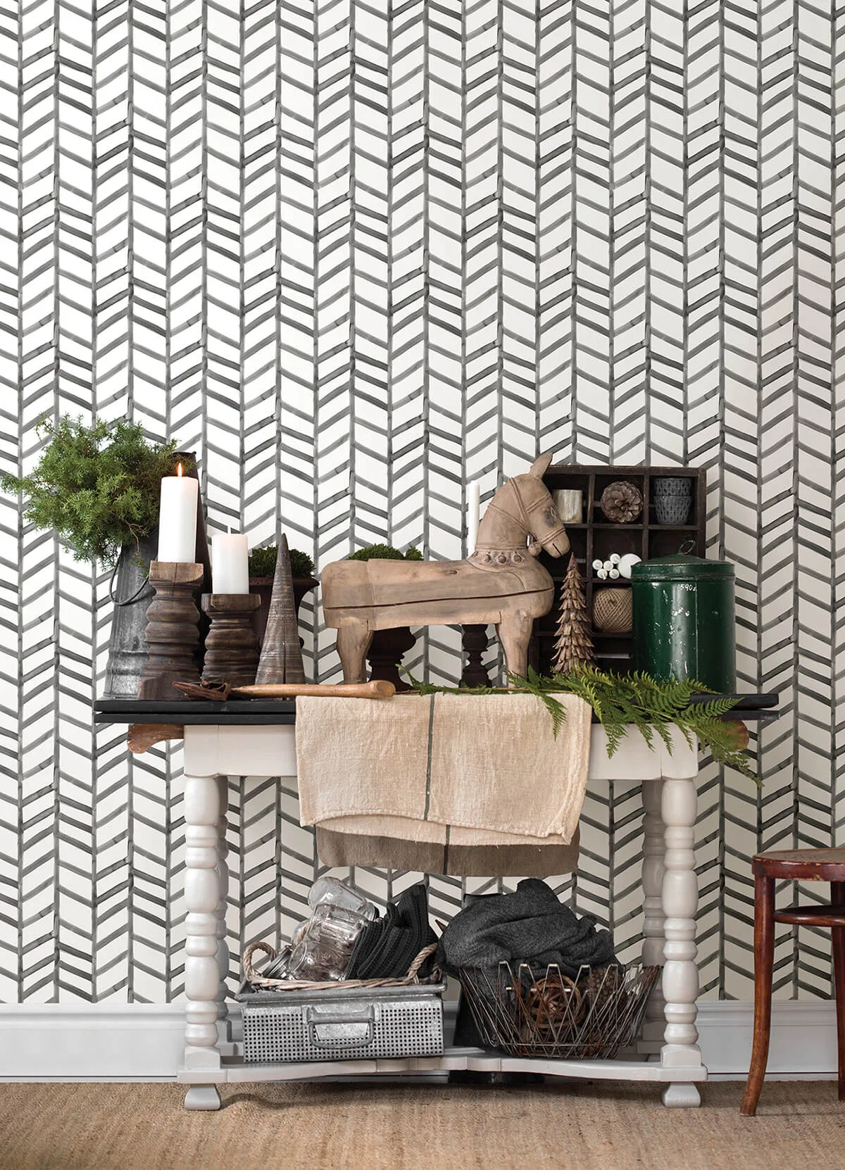 Chesapeake Fletching wallpaper, color Black, SKU 3124-13924