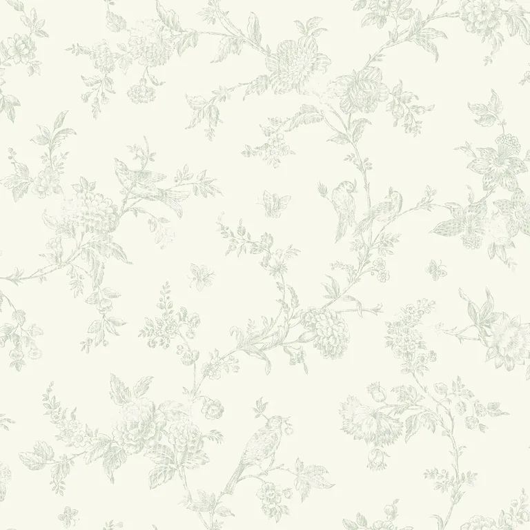 Chesapeake French Nightingale wallpaper, color Seafoam, SKU 3123-02194