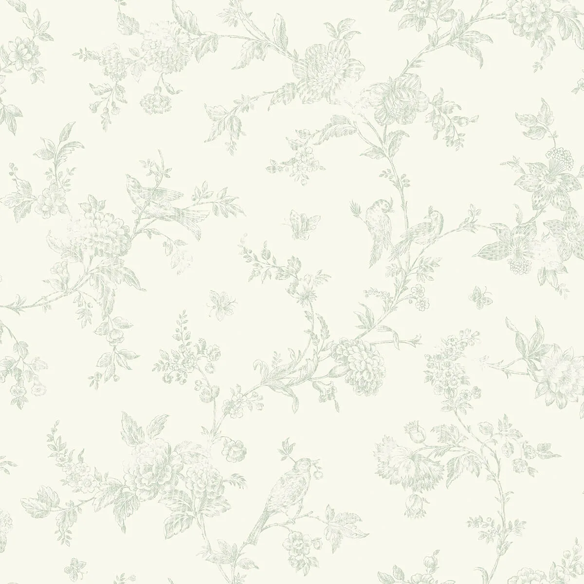 Chesapeake French Nightingale wallpaper, color Seafoam, SKU 3123-02194