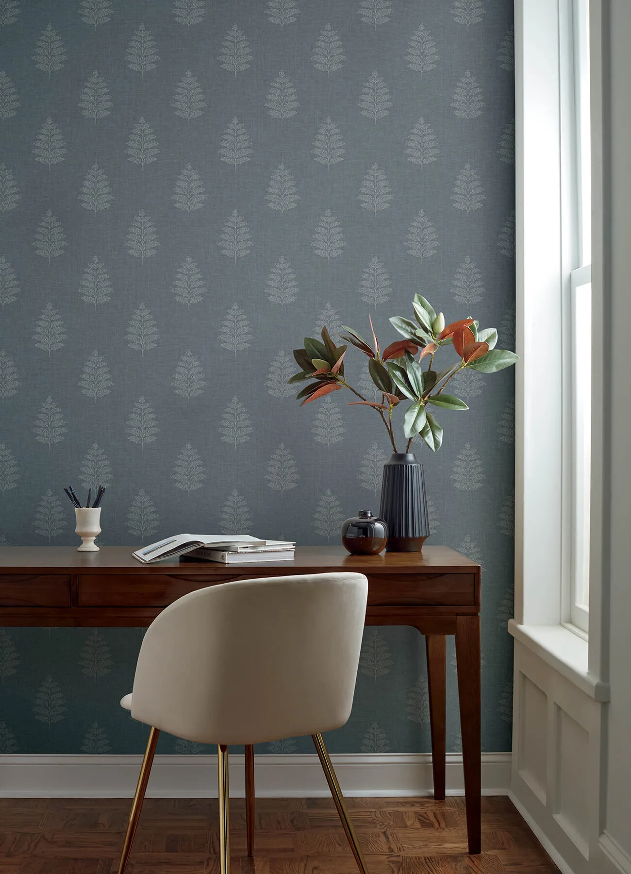 Chesapeake Frond wallpaper, color Denim, SKU 4169-83127