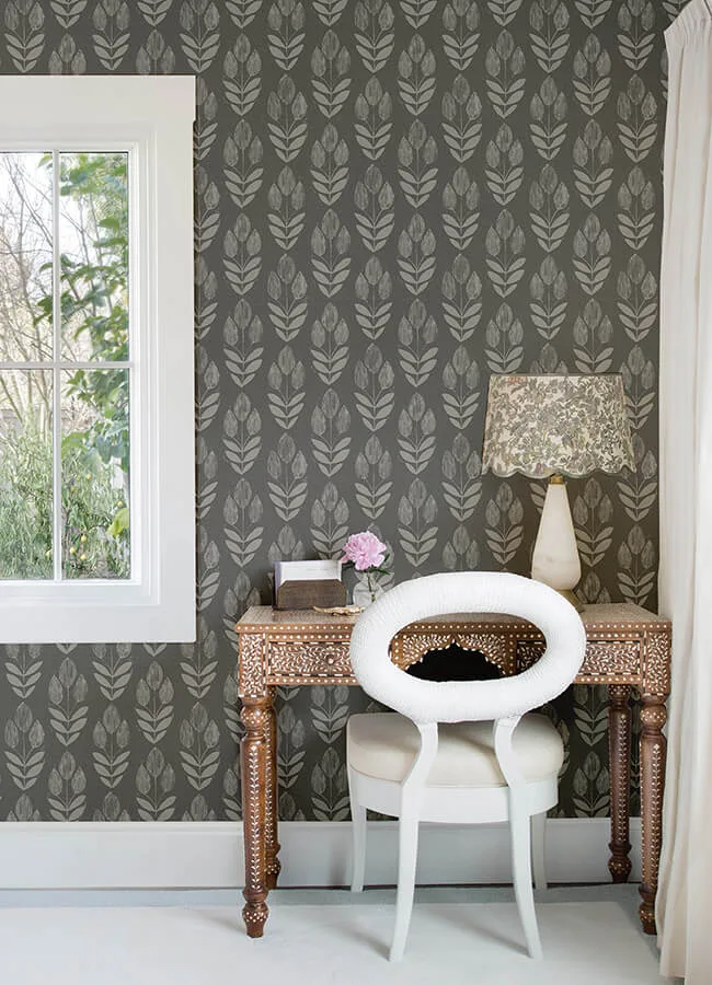 Chesapeake Garland wallpaper, color Charcoal, SKU 4148-27477