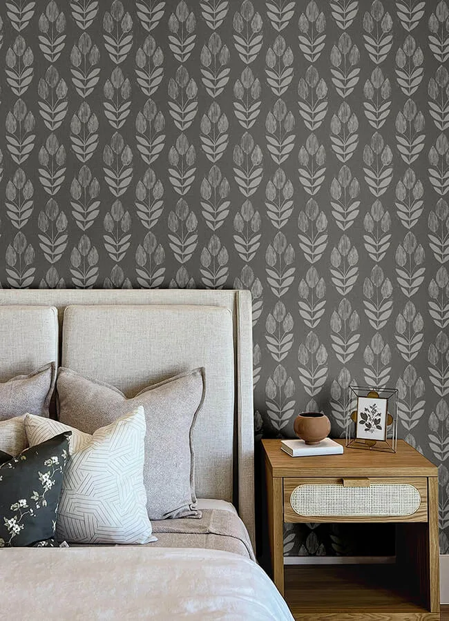 Chesapeake Garland wallpaper, color Charcoal, SKU 4148-27477