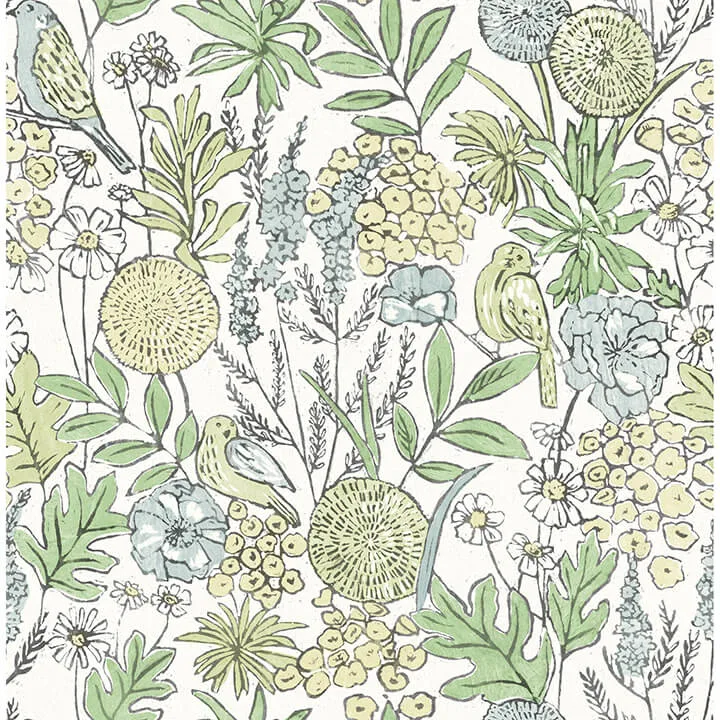 Chesapeake Goldfinch wallpaper, color Green, SKU 4148-27412
