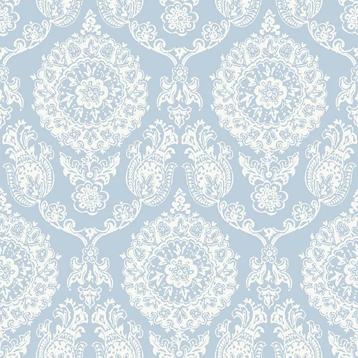 Chesapeake Helm Damask wallpaper, color Light Blue, SKU 4071-71019