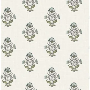 Chesapeake Hollyhock wallpaper, color Aqua, SKU 4148-27415