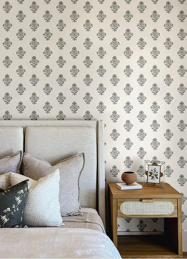 Chesapeake Hollyhock - Black Wallpaper | Buy Online Chesapeake Hollyhock wallpaper, color Black, SKU 4148-27418