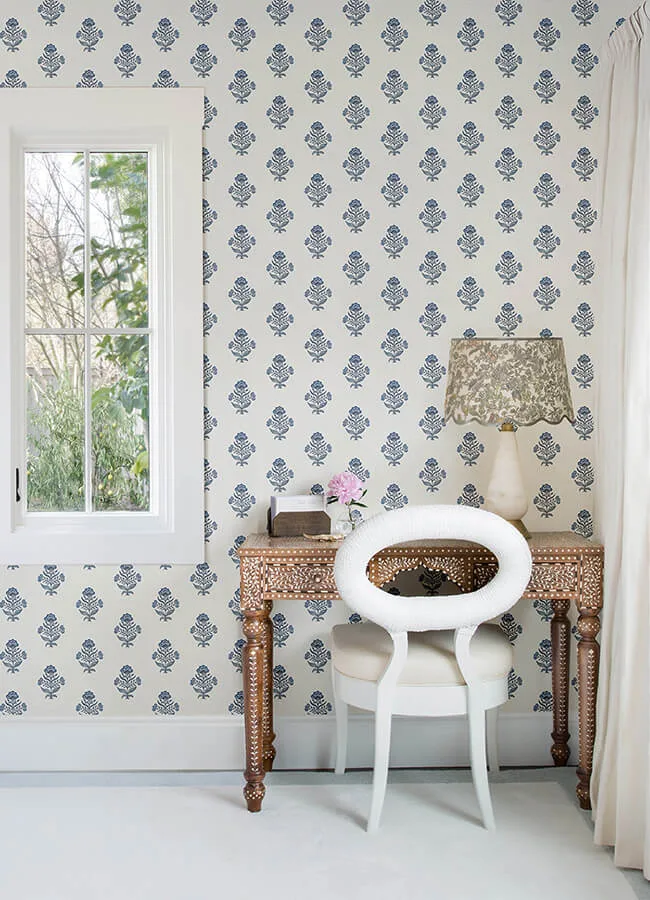 Chesapeake Hollyhock wallpaper, color Blue, SKU 4148-27417