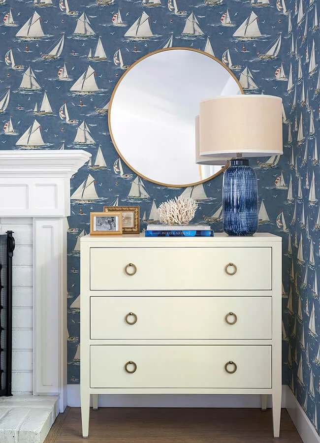 Chesapeake Leeward - Navy Wallpaper | Buy Online Chesapeake Leeward wallpaper, color Navy, SKU 4071-71035