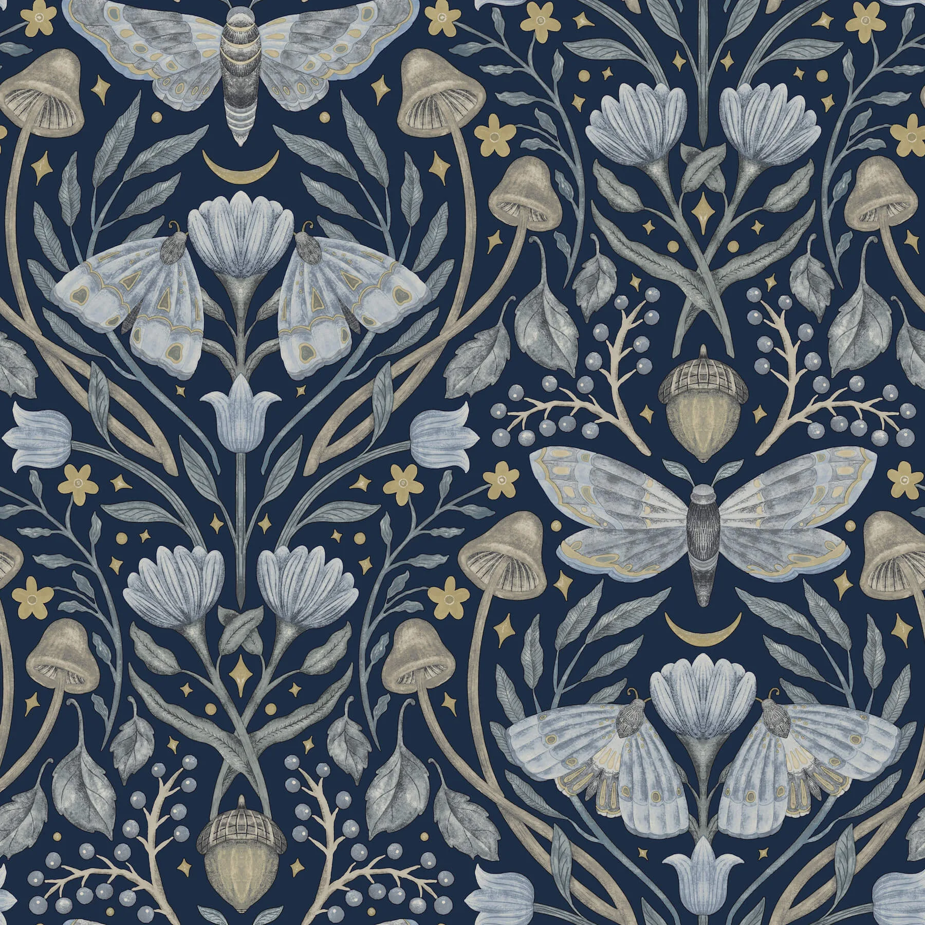 Chesapeake Mystic Moth wallpaper, color Navy, SKU 4169-83118