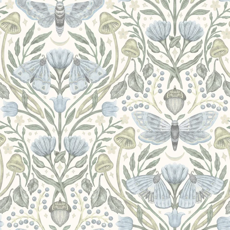 Chesapeake Mystic Moth wallpaper, color Sky Blue, SKU 4169-83117
