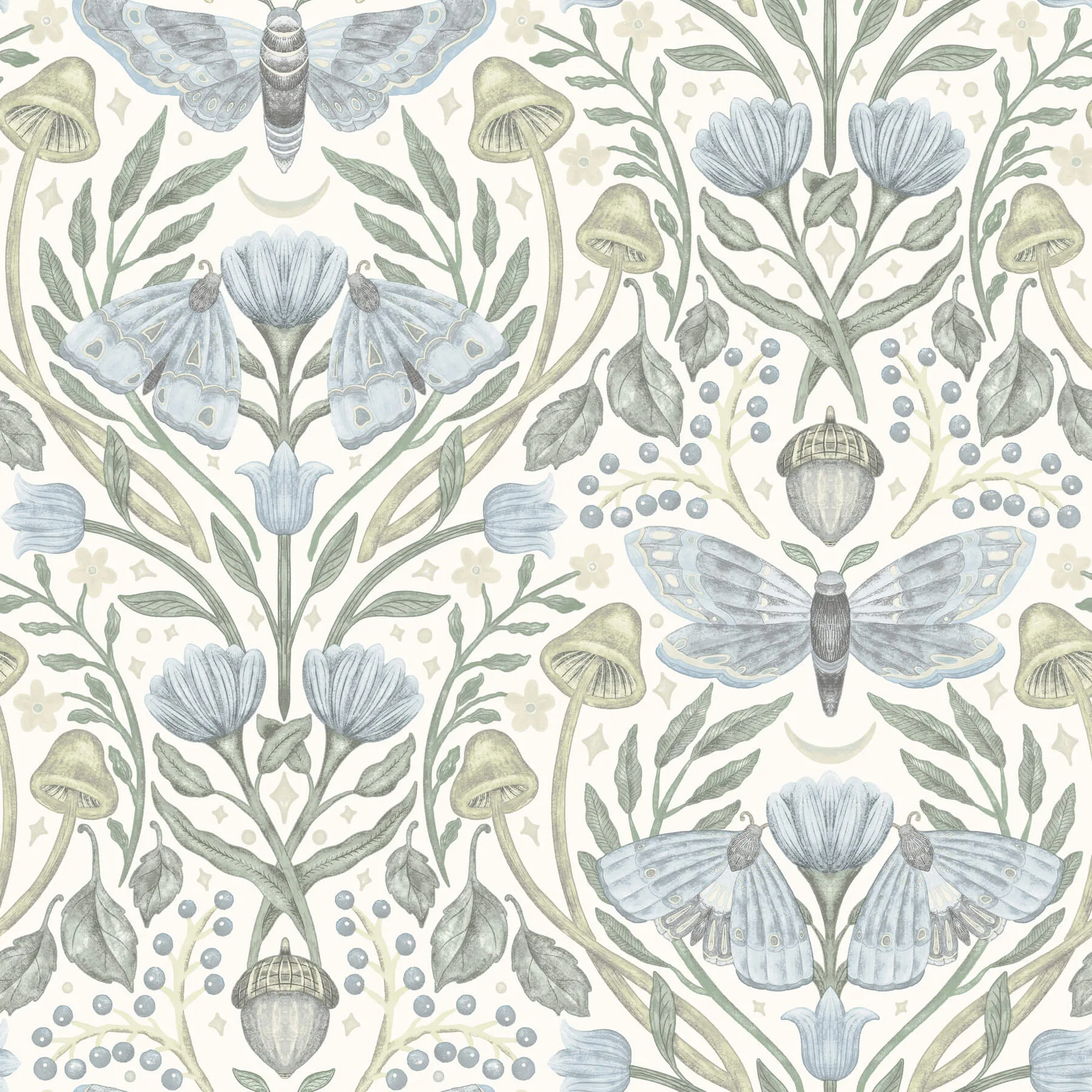 Chesapeake Mystic Moth wallpaper, color Sky Blue, SKU 4169-83117
