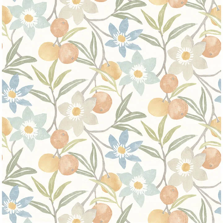 Chesapeake Passiflora wallpaper, color Apricot, SKU 4148-27449