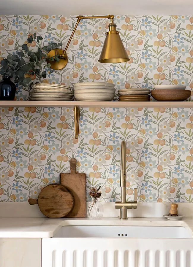 Chesapeake Passiflora wallpaper, color Apricot, SKU 4148-27449